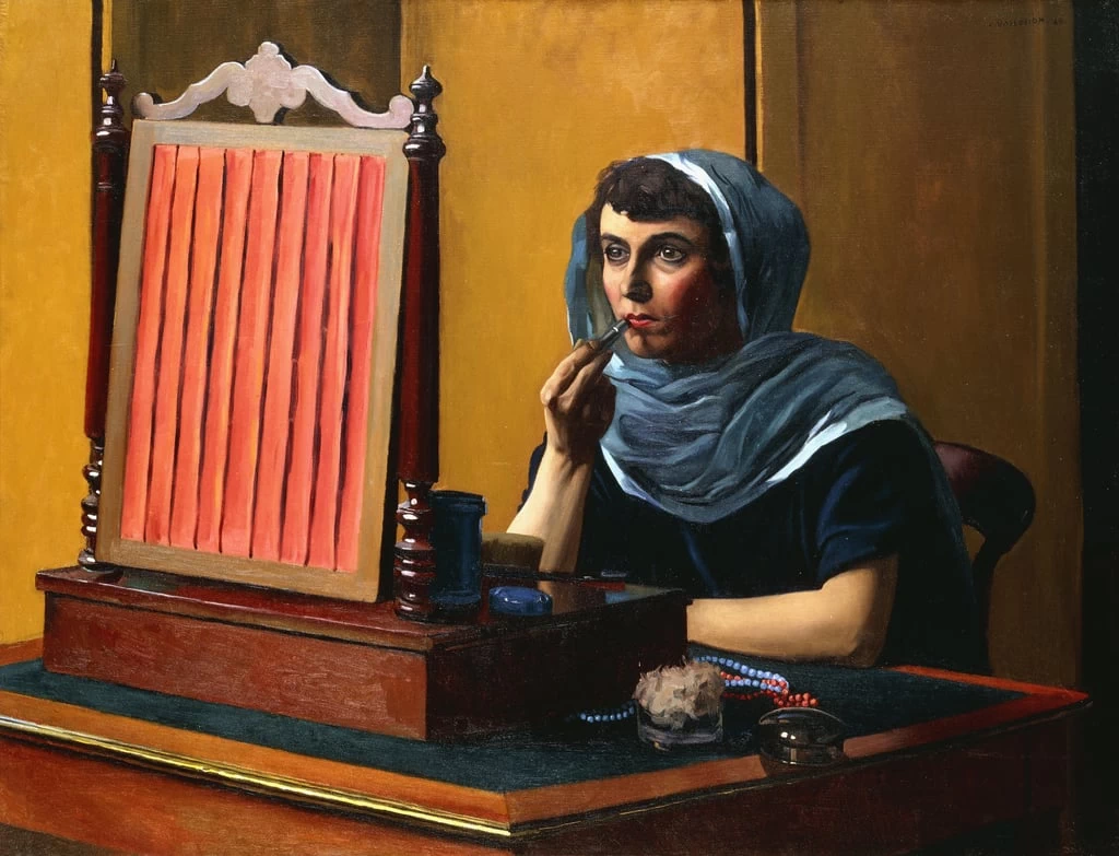 Giovane donna che mette sul rossetto - 1925